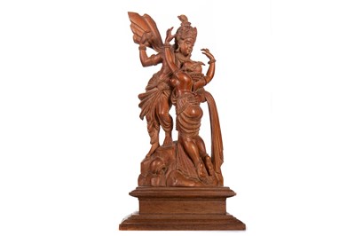 Lot 1078 - SANDALWOOD CARVING OF RADHA KRISHNA