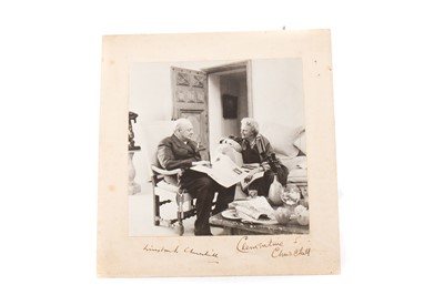 Lot 112 - CHURCHILL, SIR WINSTON S. (1874-1965) AND CLEMENTINE S. (1885-1977), PHOTOGRAPH SIGNED TO MOUNT