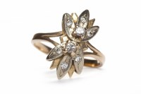 Lot 316 - DIAMOND DRESS RING the fanned bezel set with...