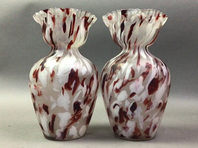 Lot 95 - PAIR OF VICTORIAN MILK GLASS VASES