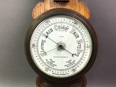 Lot 96 - LATE VICTORIAN BAROMETER WITH THERMOMETER