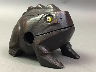 Lot 134 - CARVED WOOD MODEL OF A FROG