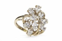 Lot 339 - FOURTEEN CARAT GOLD GEM SET RING the openwork...