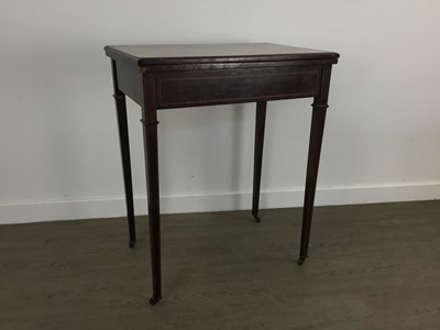 Lot 246 - EDWARDIAN MAHOGANY FOLD OVER CARD TABLE