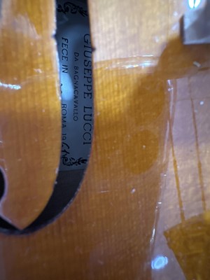 Lot 675 - WORKSHOP OF GIUSEPPE LUCCI OF ROME, ITALIAN FULL SIZE VIOLIN