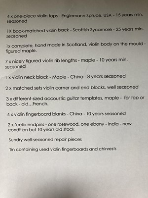 Lot 676 - COLLECTION OF VIOLIN MAKER'S WOOD