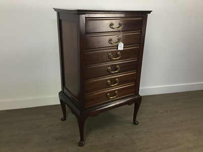 Lot 340 - MAHOGANY MUSIC CABINET CHEST OF DRAWERS