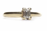 Lot 359 - DIAMOND SOLITAIRE RING the emerald cut diamond...