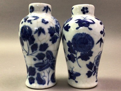 Lot 353 - TWO CHINESE BLUE AND WHITE CRACKLE GLAZE VASES