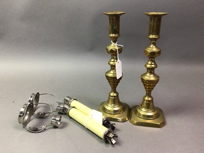 Lot 282 - PAIR OF PLATED CANDLESTICK LAMPS