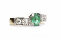 Lot 364 - EIGHTEEN CARAT GOLD EMERALD AND DIAMOND DRESS...