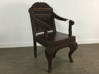 Lot 1111 - ANGLO-INDIAN CARVED CHAIR