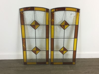 Lot 561 - PAIR OF LEADED AND STAINED GLASS PANELS