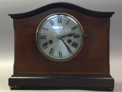 Lot 441 - EDWARDIAN INLAID MAHOGANY MANTEL CLOCK