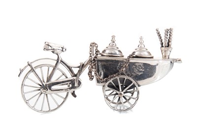 Lot 86 - MINIATURE SILVER MODEL OF AN ICE CREAM CART