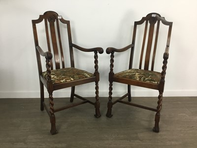 Lot 488 - PAIR OF OAK OPEN ELBOW CHAIRS