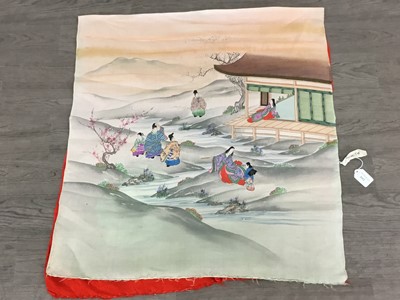 Lot 1112 - JAPANESE PRINTED AND EMBROIDERED SILK PANEL