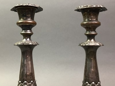 Lot 519 - PAIR OF SHEFFIELD PLATE CANDLESTICKS