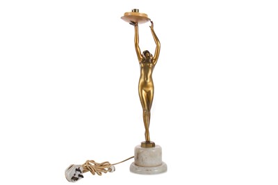 Lot 322 - ART DECO GILT SPELTER FIGURAL TABLE LAMP