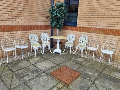 Lot 589 - WHITE PAINTED GARDEN FURNITURE