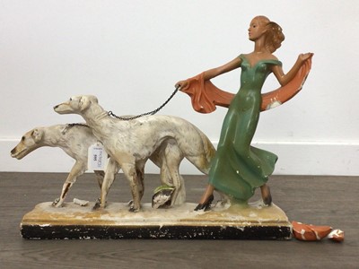 Lot 595 - ART DECO PAINTED PLASTER FIGURE OF DIANNA