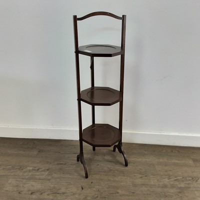 Lot 638 - MAHOGANY FOLDING CAKE STAND