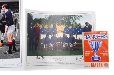 Lot 1653 - RANGERS F.C., TWO SIGNED PHOTOGRAPHS AND A PROGRAMME