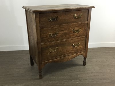 Lot 583 - OAK CHEST OF THREE DRAWERS