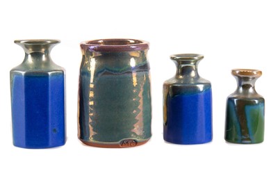 Lot 329 - MARGERY CLINTON (SCOTTISH, 1931-2005), FOUR STUDIO POTTERY LUSTRE VASES