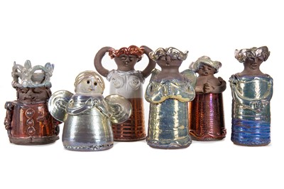 Lot 330 - MARGERY CLINTON (SCOTTISH, 1931-2005), COLLECTION OF STUDIO POTTERY LUSTRE FIGURAL VASES