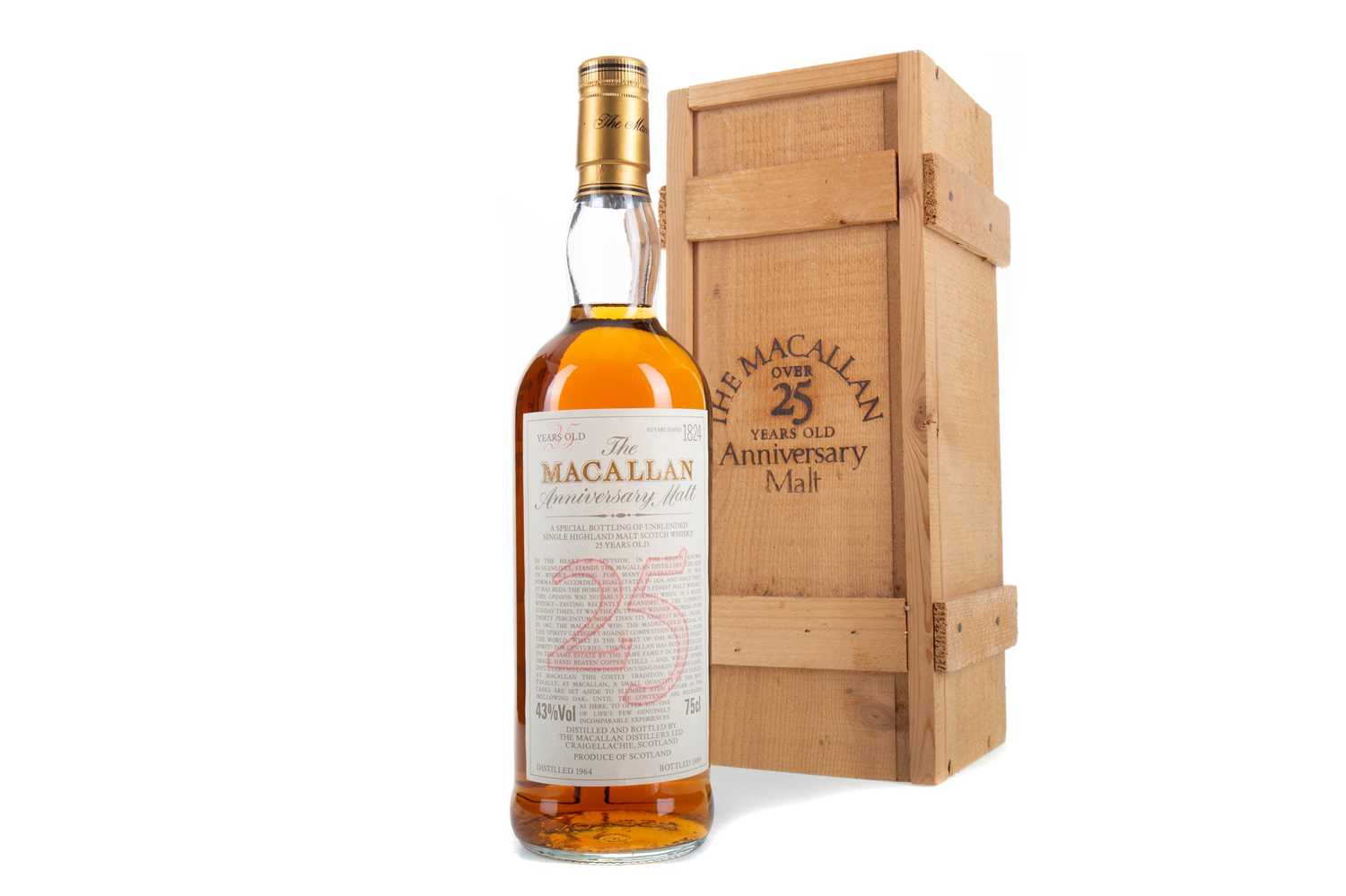 Lot 106 - MACALLAN 1964 25 YEAR OLD ANNIVERSARY MALT 75CL