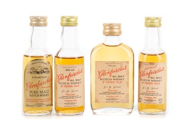 Lot 102 - 4 OLD STYLE GLENFARCLAS 8 YEAR OLD MINIATURES