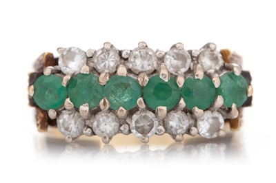 Lot 542 - EMERALD AND DIAMOND CLUSTER RING