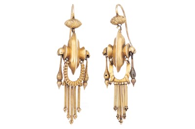 Lot 546 - PAIR OF UNMARKED ETRUSCAN REVIVAL EARRINGS