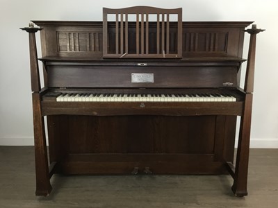 Lot 686 - WALTER CAVE FOR C. BECHSTEIN, ARTS & CRAFTS OAK UPRIGHT PIANO