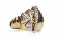 Lot 441 - FOURTEEN CARAT GOLD DIAMOND SET RING with...