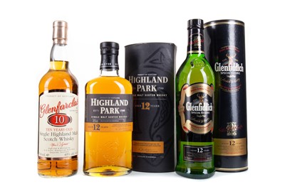 Lot 130 - GLENFARCLAS 10 YEAR OLD, HIGHLAND PARK 12 YEAR OLD AND GLENFIDDICH 12 YEAR OLD