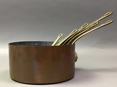 Lot 814 - GRADUATED SET OF SIX COPPER PANS