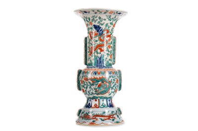 Lot 1134 - CHINESE WUCAI GU VASE