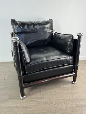 Lot 542 - THEODORE ALEXANDER, BLACK LEATHER CLUB SUITE