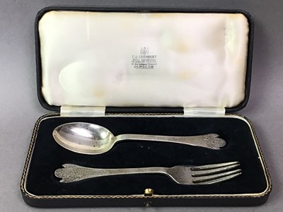 Lot 63 - SILVER CHRISTENING SPOON AND FORK