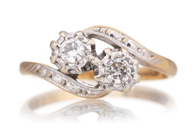 Lot 568 - DIAMOND TWO STONE RING