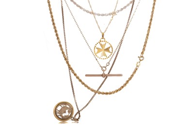 Lot 576 - FIVE GOLD CHAINS