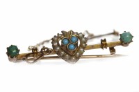 Lot 485 - LATE VICTORIAN NINE CARAT GOLD TURQUOISE SET...