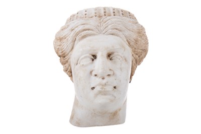 Lot 36 - CARVED MARBLE BUST IN THE CLASSICAL TASTE