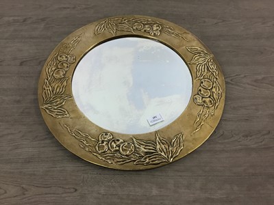 Lot 345 - ARTS AND CRAFTS CIRCULAR BRASS WALL MIRROR