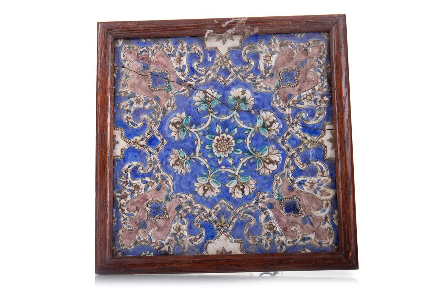 Lot 1136 - PERSIAN QAJAR POTTERY TILE