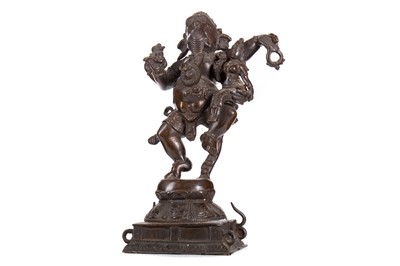 Lot 1139 - INDIAN HINDU BRONZE GROUP OF GANESHA