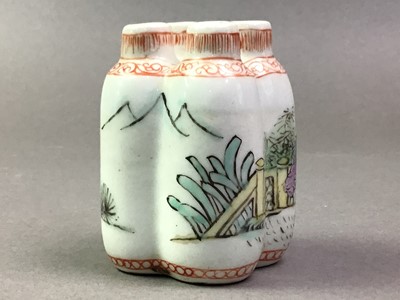 Lot 140 - SMALL CHINESE PORCELAIN QUADRUPLE VASE