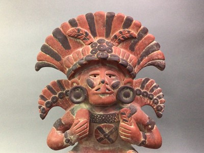 Lot 118 - LARGE AZTEC STYLE POTTERY FIGURE OF A DEITY